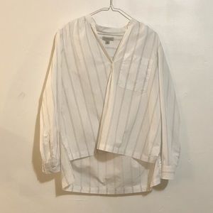 Calvin Klein white and black stripe blouse, size M